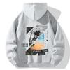 Unisex American Casual Printed Hooded Sweatshirt - Loose, Fashionable Long Sleeve Top