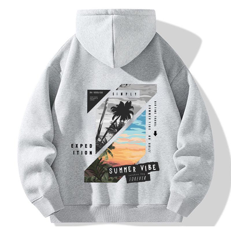 Unisex American Casual Printed Hooded Sweatshirt - Loose, Fashionable Long Sleeve Top