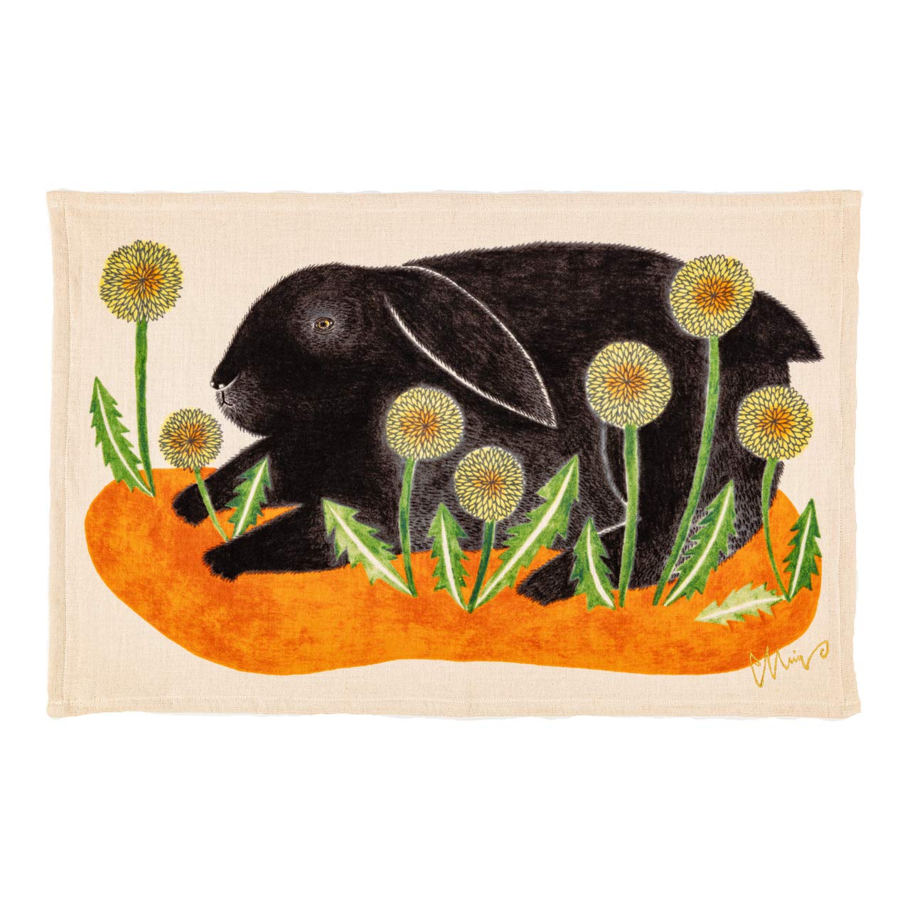 

Morita MiW Imabari Towel Black Tea Cotton Gauze Enjure Placemat, Happy Rabbit Design, Orange, Towel, 100% Pile, 45x70cm,