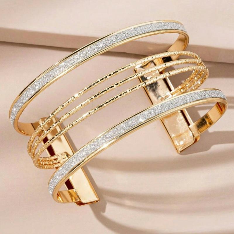 1pc Stylish Matte Sequin Hollow Bracelet, Suitable For Ladies, Weddings, Parties, Gifts For Friends & Lovers, Daily Wear