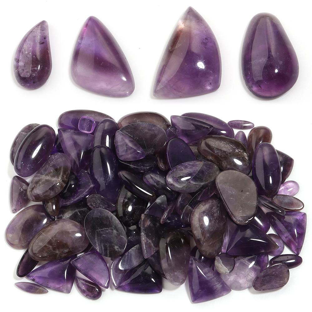 2-5 Stück/Los Natürliche Steinkabochonen Unregelmäßig Oval Quadrat Wassertropfenförmig Amethyst-Kabochon Für DIY Ringe Halsketten Zubehör