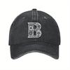 Floral Letter B Monogram Baseball Cap Unisex Washed Denim Adjustable Casual Cap