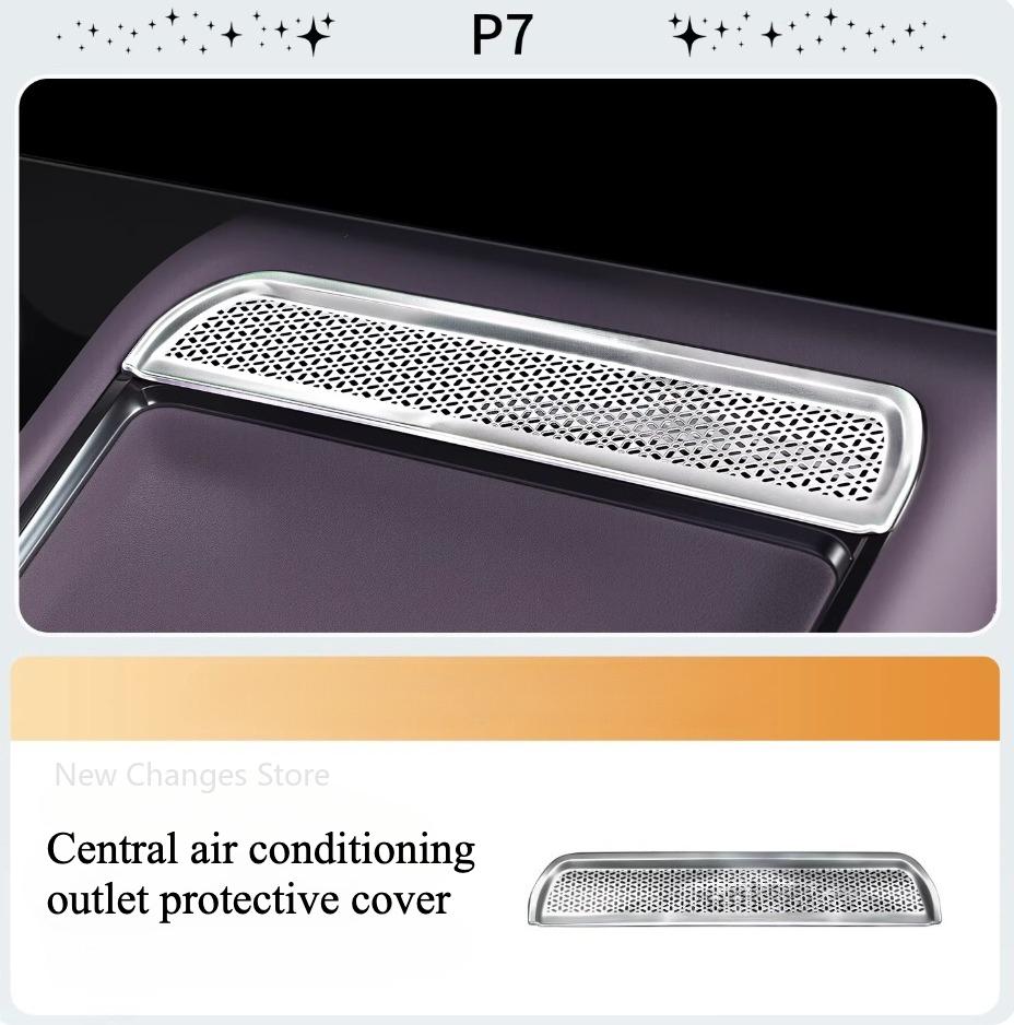 For Xpeng P7 2025 Front and rear Air Conditioning Vent Mask Titanium Alloy Protective Cover Interior Upgrade Parts