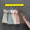 Coral Fleece Hand Towel With Bow Decor Hanging Kitchen Home Use Soft Absorbent