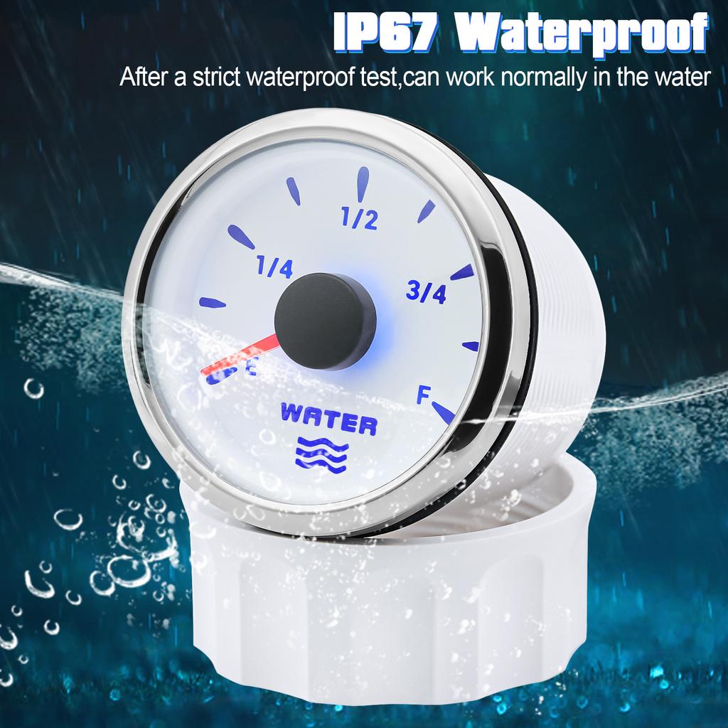 52mm Waterproof Car Boat Water Level Gauge 7 Color Backlight 0~190ohm Water Tank Gauge Water Level Meter For Liquid Level Sensor