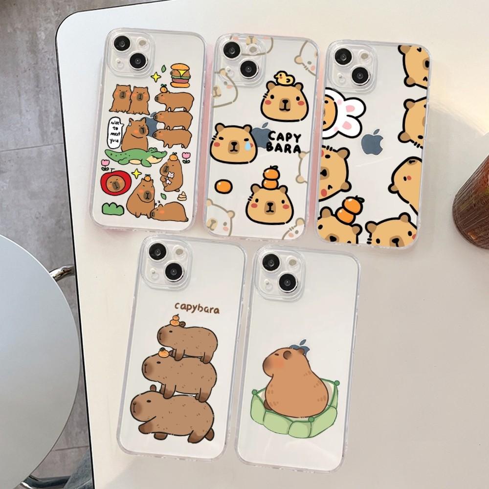 Cartoon Cute Capybara Phone Case For iPhone 14 13 12 11 Pro Max XS X XR SE 2020 6 7 8 Plus Mini Protective Cover