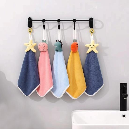 Hand Towel with Lanyard Design, Cartoon Fruit Animal Decor Bathroom Hanging Towel, Soft Thickened Fabric Hand Towel for Kitchen