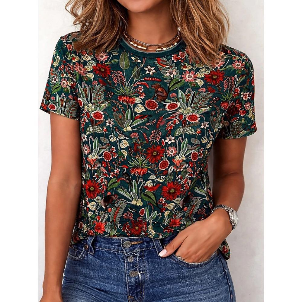 Fashion Women Retro Creative Paisley Print T Shirt Funny Casual O-neck Short Sleeves T-shirt Summer Female Tee Shirt