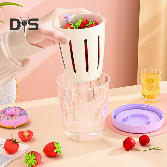 Double-layer Salad Cup Portable Fruit Container with Fork Leakproof Sealed Food Box for Picnic Outdoor Travel