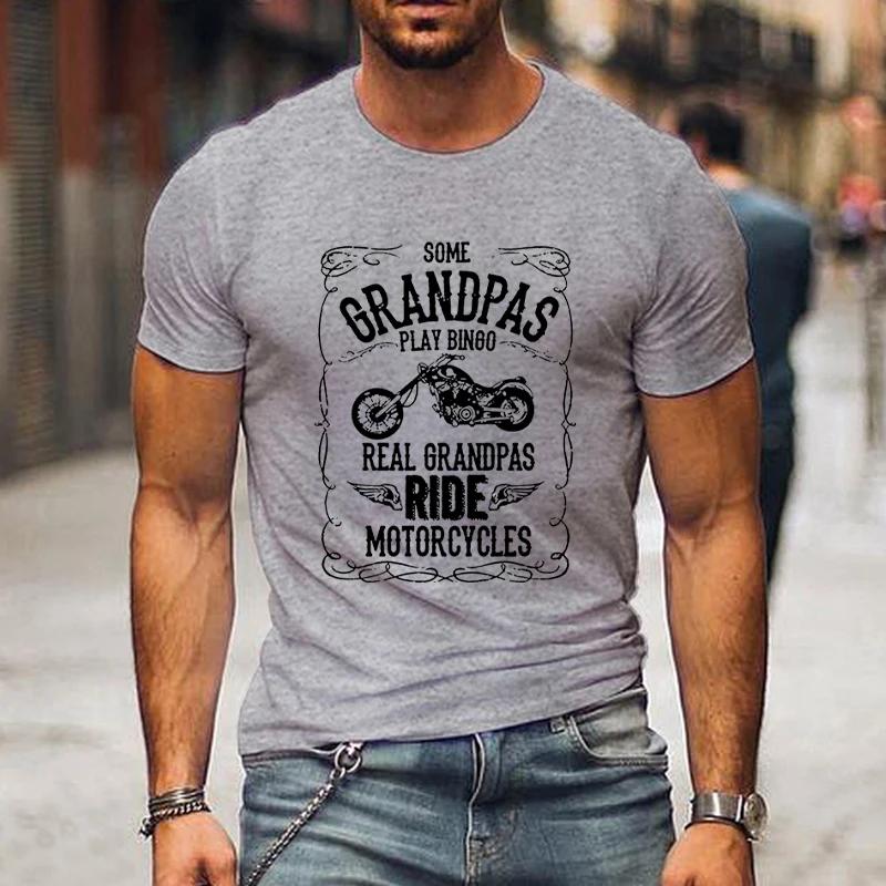 Grandpas Ride Motorcycles Print Men's T-shirts Father's Day Gift Short Sleeve Tops Tees Summer Harajuku Fashion O-Neck Tshirt