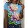 Fashion Women's Crew Neck Short Sleeve 3D Casual Color Printing Casual Short Sleeve Crew Neck T-Shirt