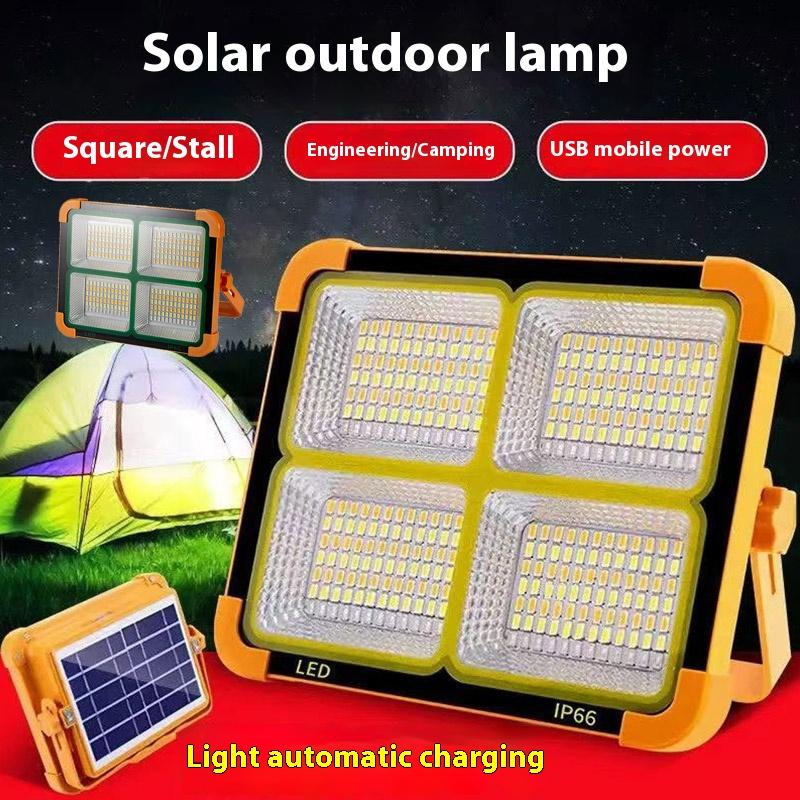 LED Solar Campinglaterne Wiederaufladbarer Outdoor-Flutlichtstrahler Wasserdicht Solare Stromversorgung Reparaturarbeiten Notlampe Powerbank