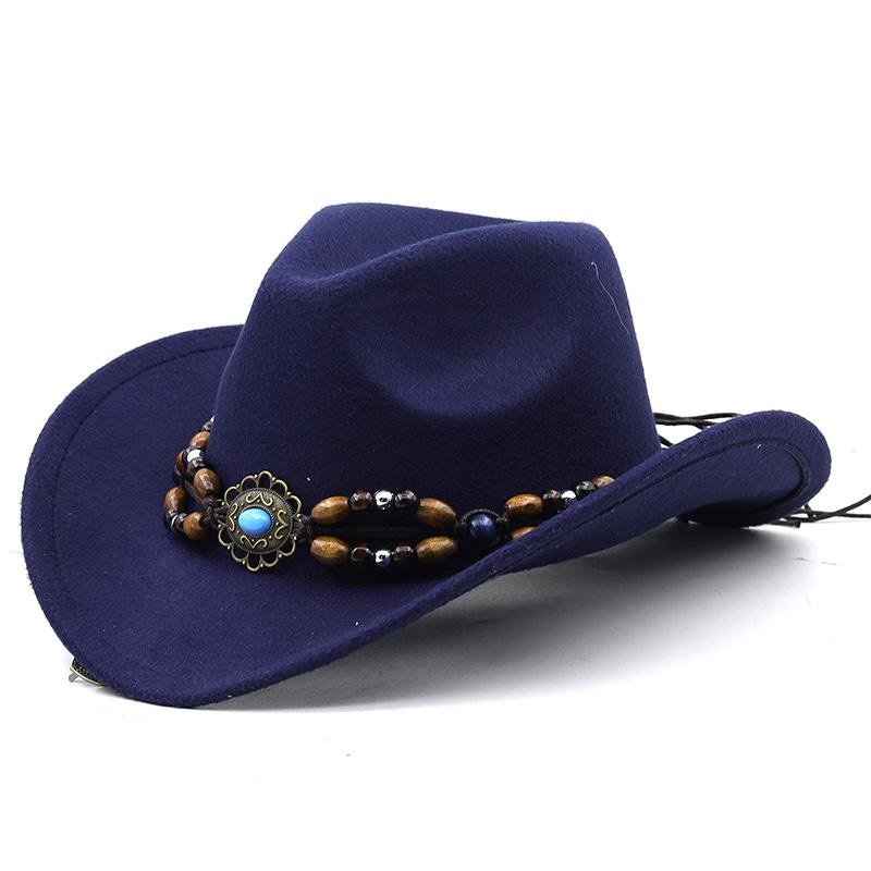 Cappelli da cowboy europei e americani delle regioni occidentali, cappelli a cilindro in lana alla moda maschile e femminile, cappelli da cowboy tibetani in stile etnico