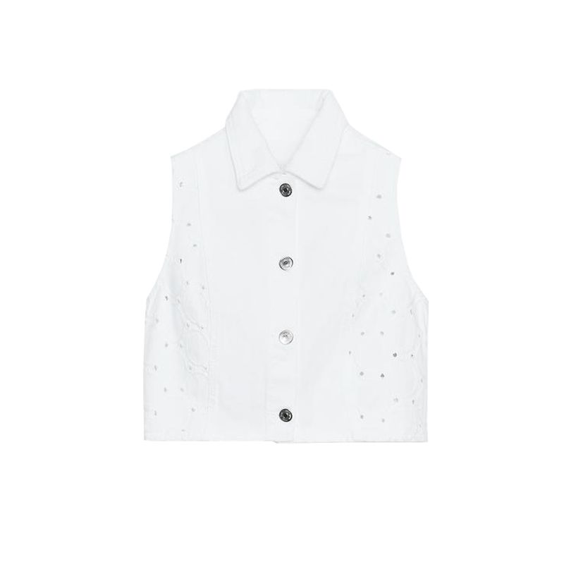 Lapel Sleeveless V-neck Vest Vest 1889071 Cut Out Embroider Fashion Casual Shorts 1889077
