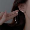 JWER Romantic French Silver Color Asymmetric Star Long Tassel Korean Fashion Zircon Drop Earring For Girl Women Birthday Gifts