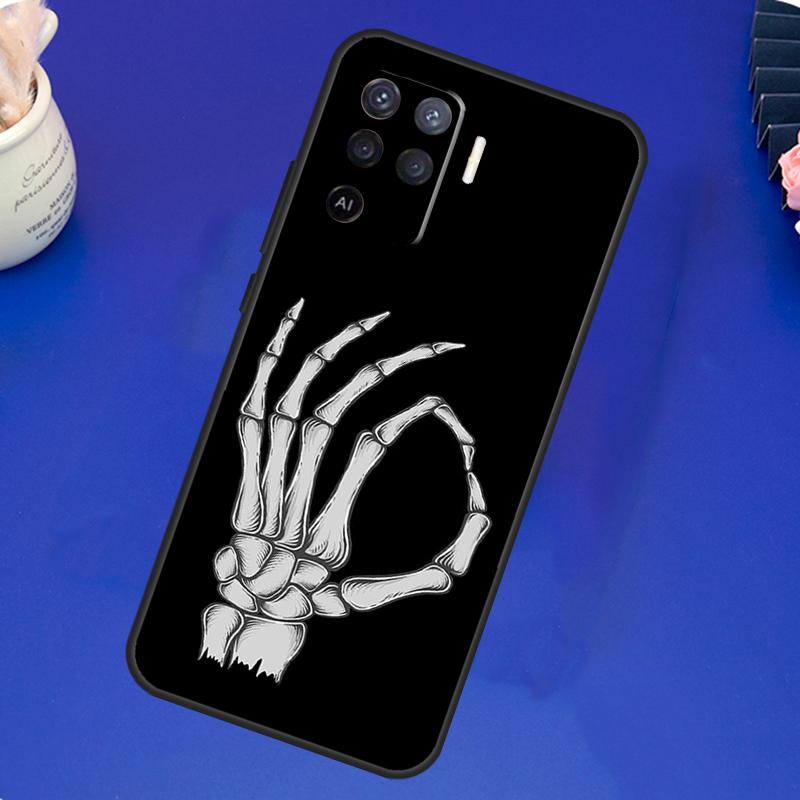 Skeleton Middle Finger Case For OPPO A17 A57 A77 A78 A15 A16 A52 A72 A76 A96 A74 A94 A5 A9 A31 A93 A54S A53S A57S