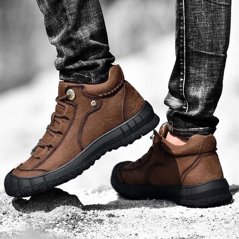 Echtes Leder Herren Schuhe Sneakers Wasserdichte Outdoor Herren Stiefel Bequeme Herren Wanderschuhe