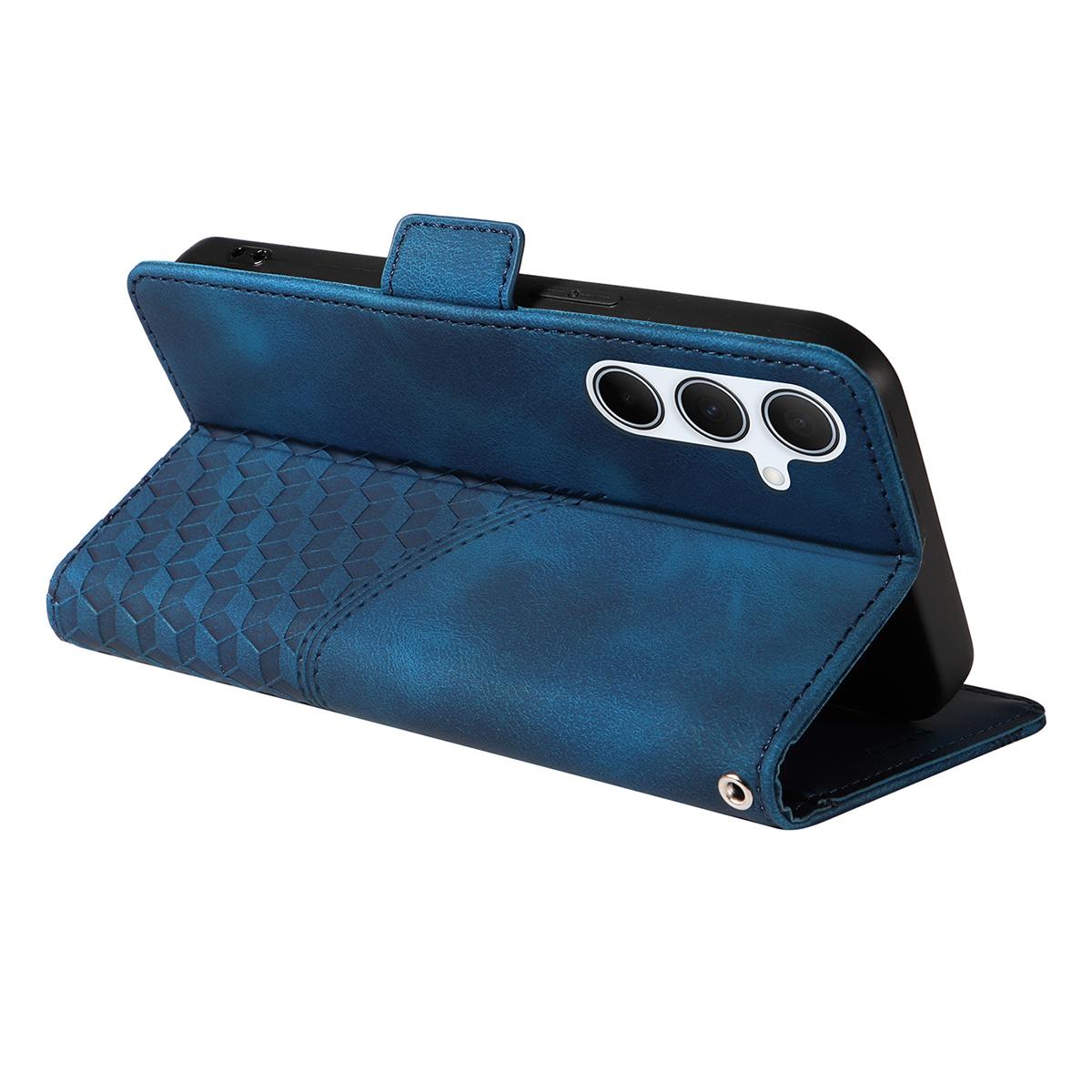 

For Samsung Galaxy A56 5G/Galaxy A36 5G Wallet Case ENKAY Imprint PU Leather Phone Stand Cover with Tempered Glass Blue