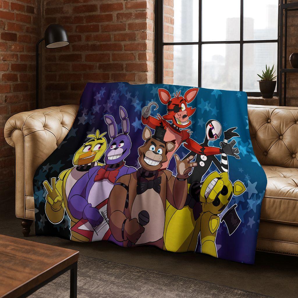 3D F-FNAF Game Cartoon Flannel Blanket Soft Warm Throw Blanket for Bed Bedroom Room Living Room Travel Camping Picnic Gift