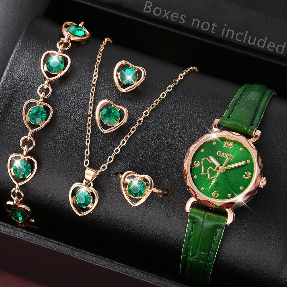 Digital Disc Love Women's Watch Niche Light Luxury Belt Quartz Watch High-end Watch Set Does Not Fade