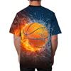 Plus Size Men's Basketball Pattern 3D Printed Round Neck Short Sleeved T-shirt Summer Fashion Casual Comfortable Versatile Top