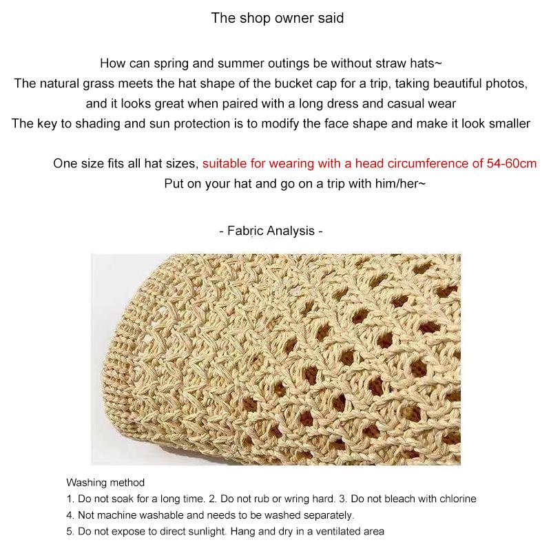 Bucket Hat Spring Summer Hollow Knitted Hat Solid Color Sunhat Fisherman Caps Casual Foldable Beach Cap