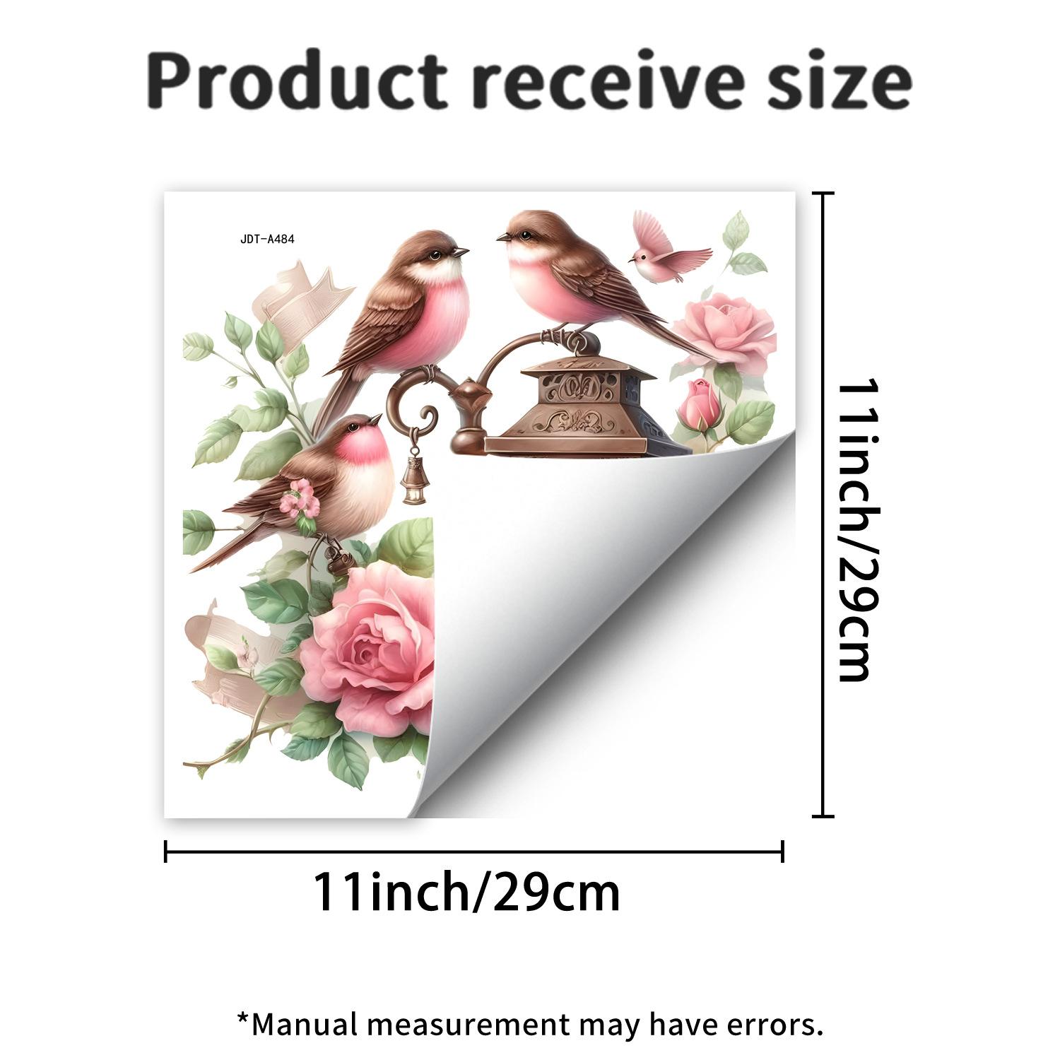 

Розовый птичий фонарик-роза, статичная наклейка JDT-A484