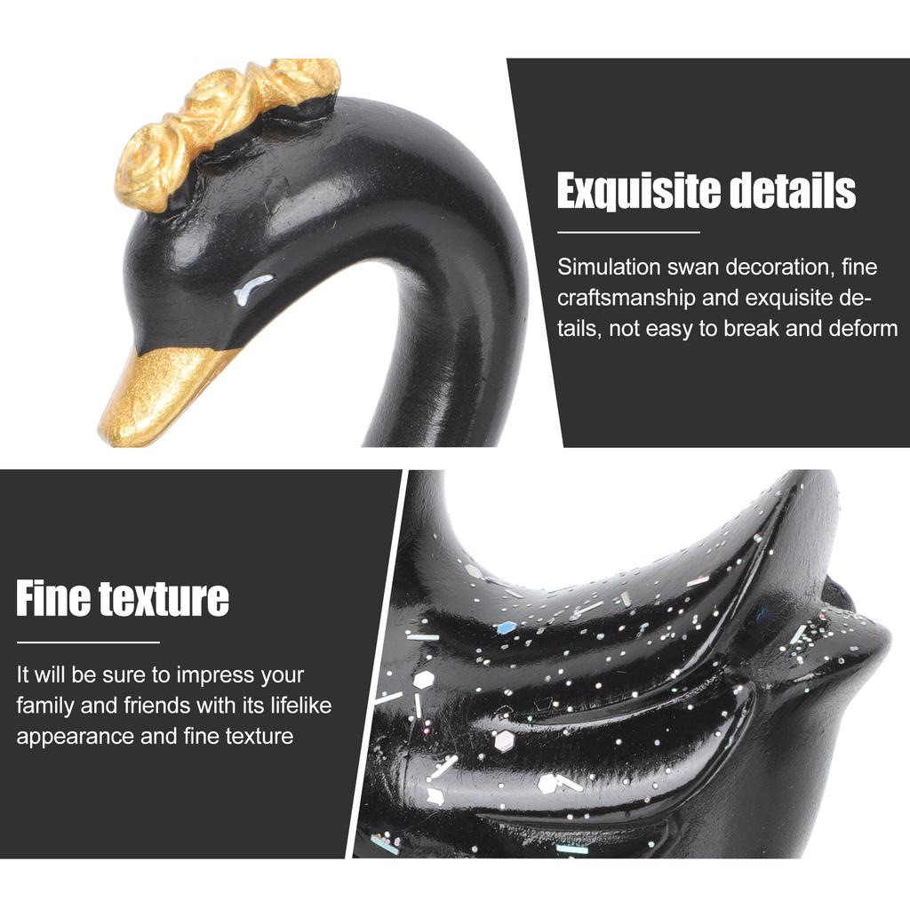 1 Pair Creative Resin Swan Car Ornament Home Office Cake Topper Delicate Decorative Swan Sculpture Cake Decorations