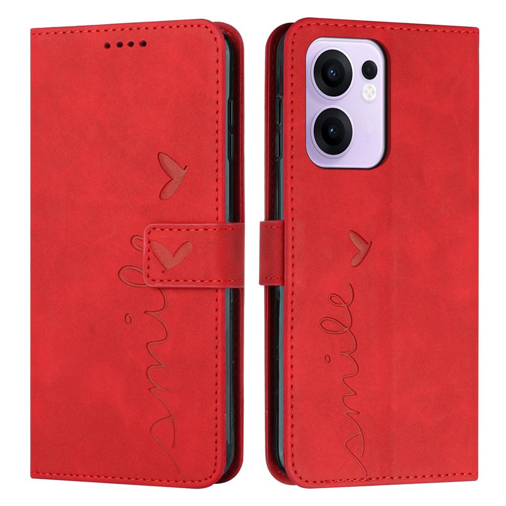 For Oppo Reno13 F 5G (Reno 13 FS 5G)/4G Case Viewing Stand PU Leather Phone Cover Imprinted Heart Pattern