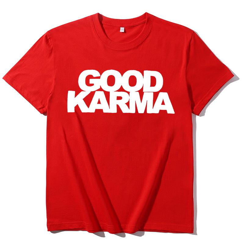 Fashion Women's Hip-Hop Streetwear Tees Oversized Letter Print “GOOD KARMA” Y2k O-neck Loose Cotton T-Shirt Cute Women's Top