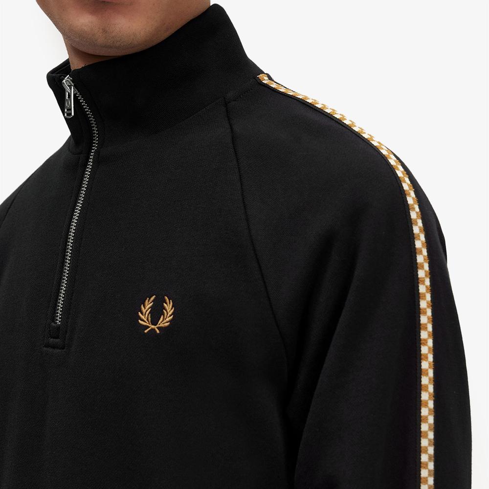 Fred Perry [Sharp] Checkerboard Tape Half-Zip Sweatshirt - Black Afpm2336587-102