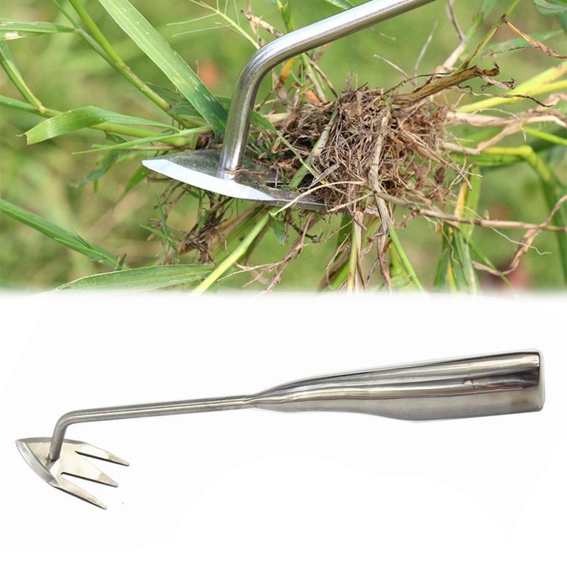 1 Stück Langer Holzgriff Edelstahl Gartenunkrautstecher Hand-Unkrautentferner Cutter Abzieher Werkzeuge Multifunktions-Unkrautstecher Pikierer