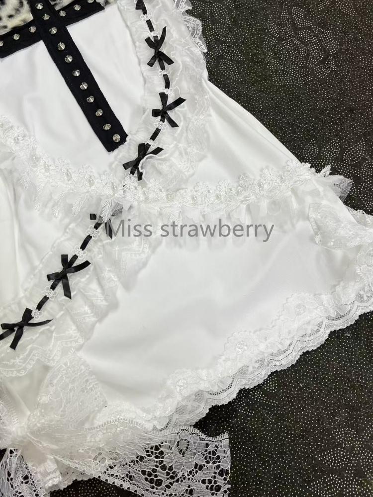 American Hottie Cross One Piece Dress Woman Gothic Y2k Leopard Print Lace Slip Dresses Aesthetic Hepburn Fashion Design Clothes