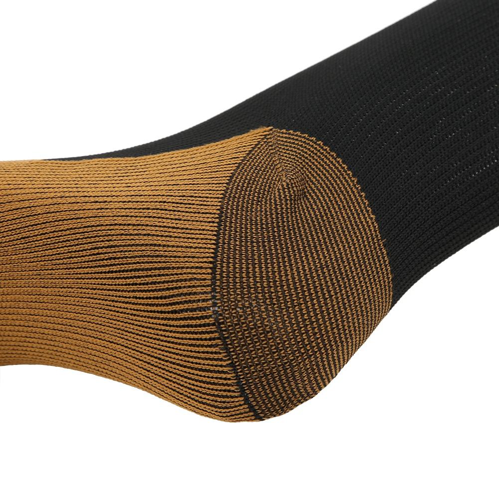 2Pair Sport Compression Stockings Ankle Copper Calf Thining Sleeves(Copper Fibre Knee High Stockings Black s M)