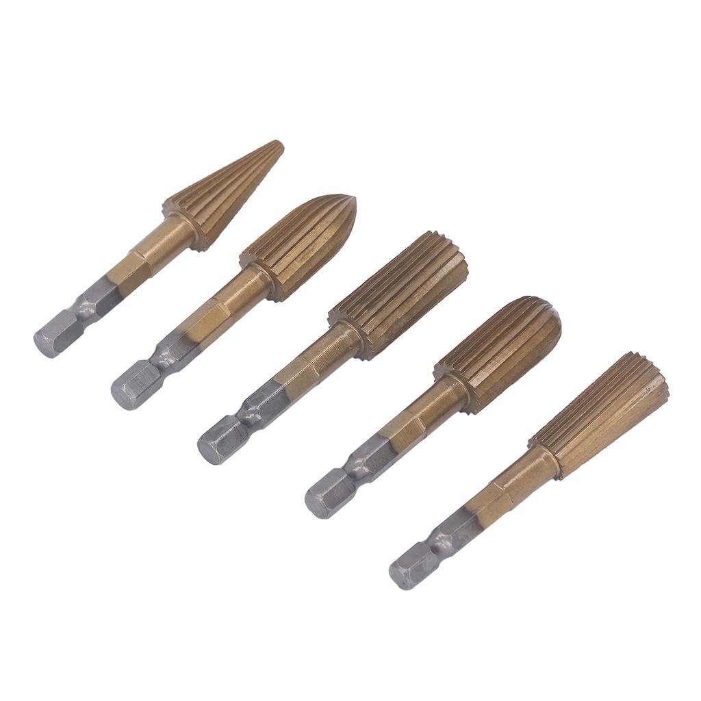 5PCS Rotary File Tools 14in Shank Double Cut Burr Files Woodworking Grinding Carving Files