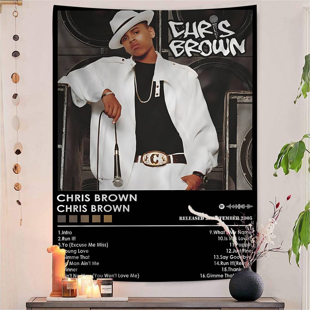 Cchris Bbrown Rapper Diy Wall Tapestry For Living Room Home Dorm Decor Wall Art Decor
