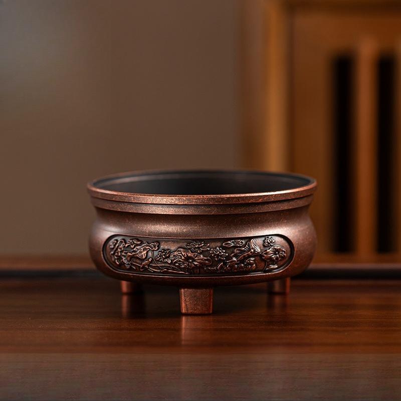 Alloy Tripod Incense Burner for Home Sandalwood Agarwood Coil Stick Aromatherapy Tea Table Zen Meditation Decor Gift