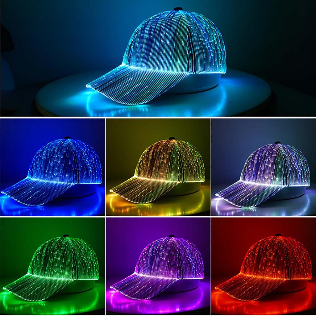 Men Women LED Couple Night Running Cool light-emitting Hats Explosive light-emitting Gift Hat Holiday Party Fiber Optic Caps