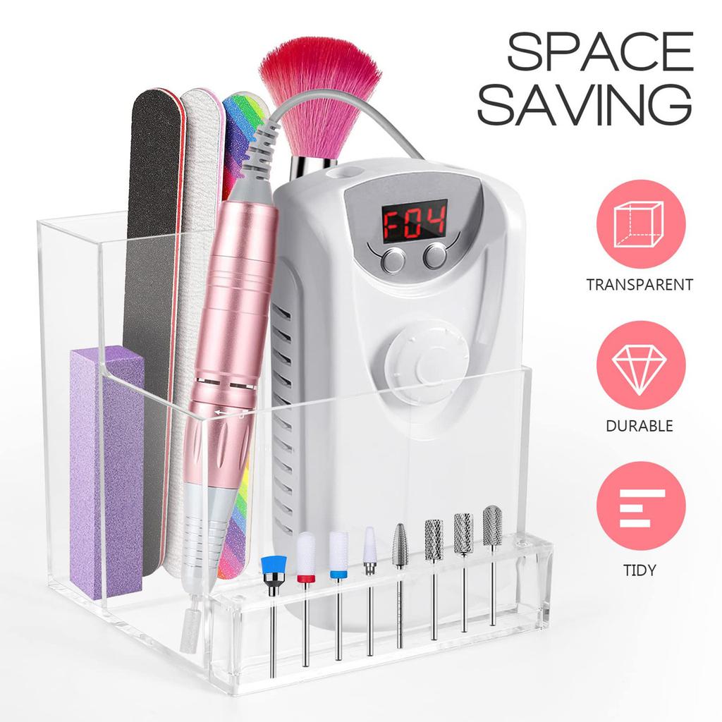 Nail Drill Machine Nail Drill Holder Transparent Drill Bit Holder for Nail Professional Nail Organizer Storage Box Case