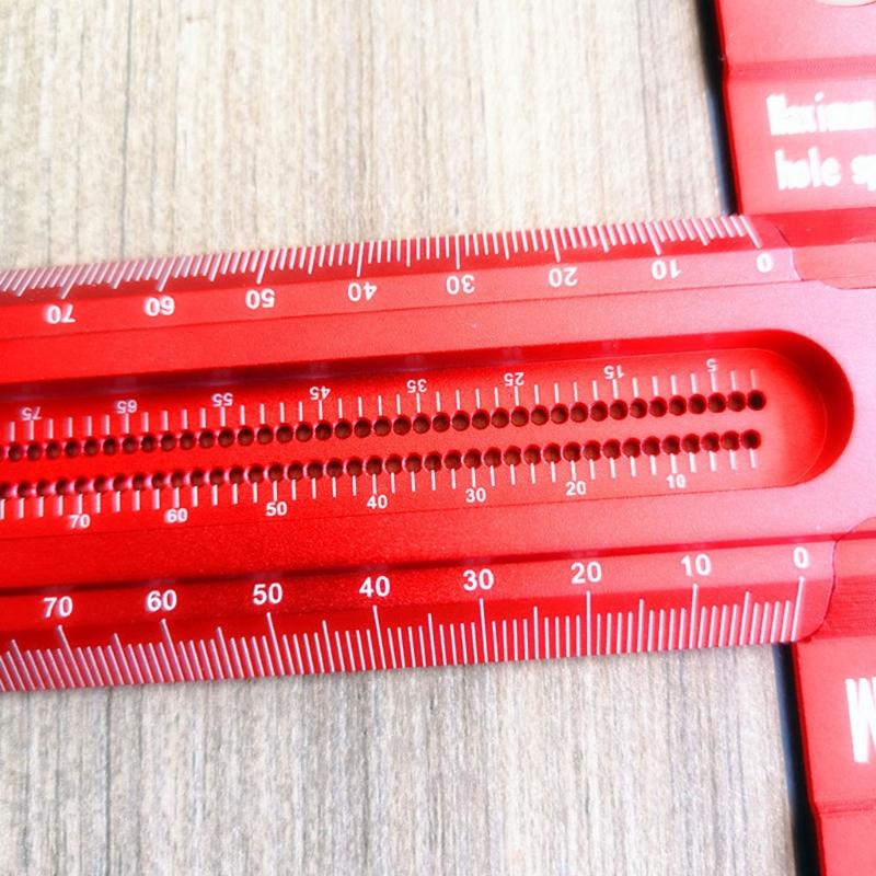 Precision Marking T-Ruler Aluminum Alloy Woodworking Scribe Marking Gauge Deluxe Crossed-out Hole Scribe Ruler 300/400mm