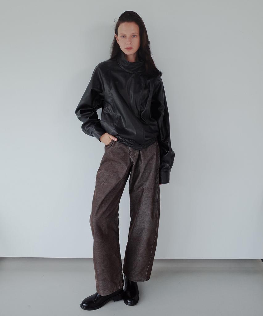 Gilyeong Denim Corduroy Barrel Pants_Brown
