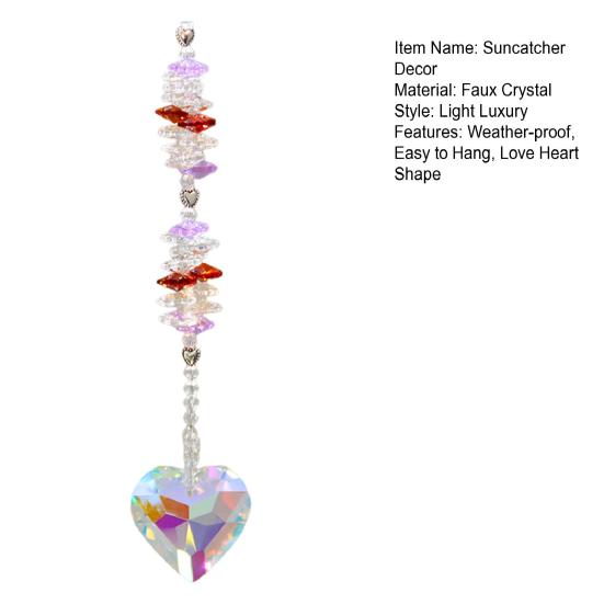 Love Heart Faux Crystal Suncatcher Decoration Indoor Outdoor Faux Crystal Heart Prism Window Hanging Ornament Rainbow Maker Pendant