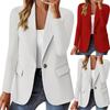 Women's Casual Long Sleeve Button Down Solid Color Lapel Cardigan Jacket Temperament Jacket