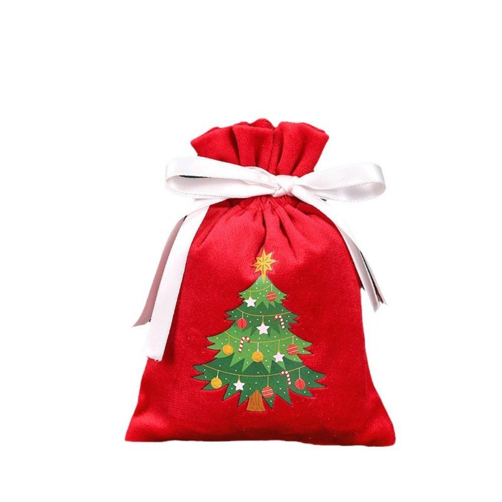 4PCS Portable Packing Bags Drawstring Bags Merry Christmas Xmas Decoration Christmas Candy Bag Candy Storage Bags Party Supplies