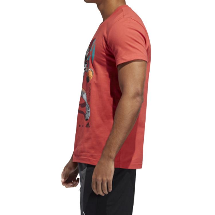 Adidas Basketball Sports Short Sleeve T-Shirt Men Tops Glory-Red FT8836
