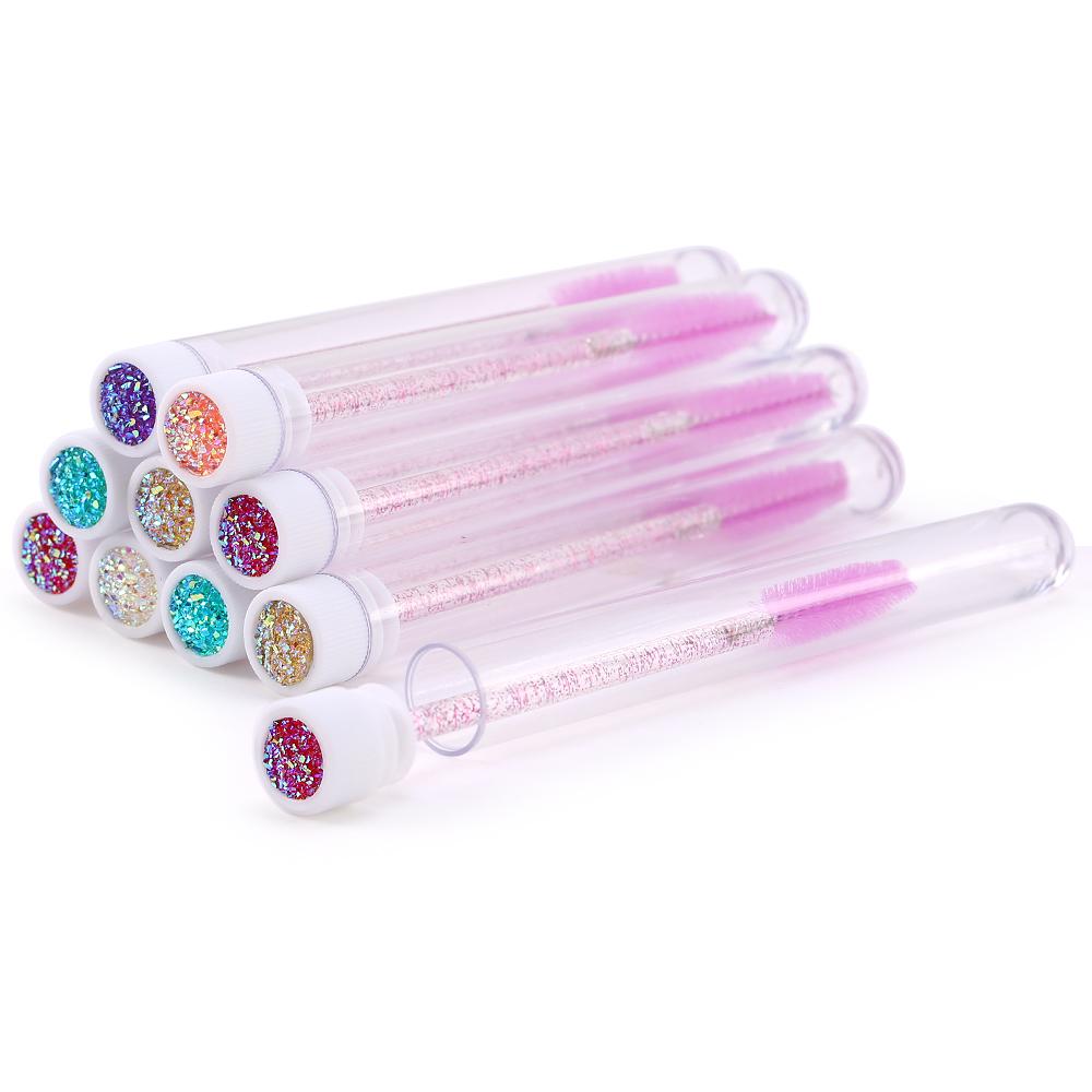 10/20Pc New Reusable Eyebrow Brush for Eyelash Extension Crystal Eyelash Brush Make Up Micro Drill Tube Mascara Stick Applicator