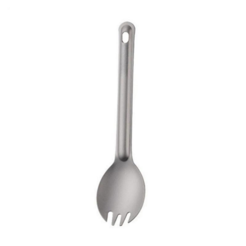 1Pcs 16.5×4.3cm Titanium Long Handle Spork Spoon Cutlery Portable Ultralight Tableware for Outdoors Picnic Camping Flatware Tool