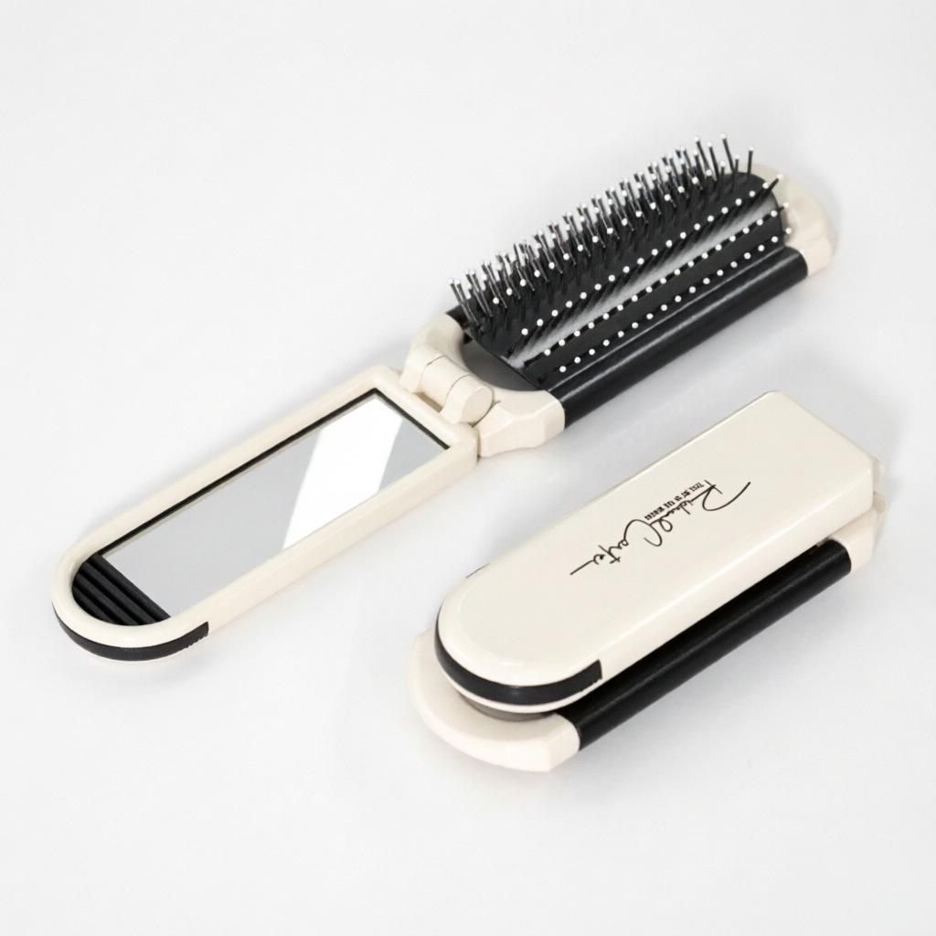Portable Folding Airbag Cushion Comb with Mirror - Massage & Hairdressing Tool