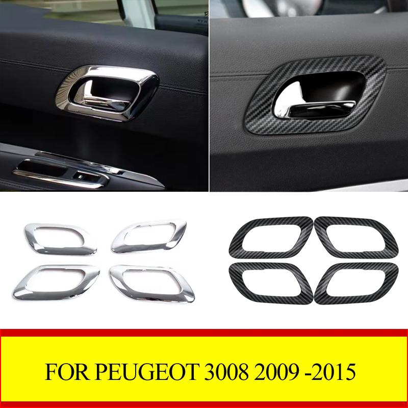 ABS Car Door Handle Holder Window Lift Switch Button Cover Trim For Peugeot 3008 2011- 2015 Car Accessories