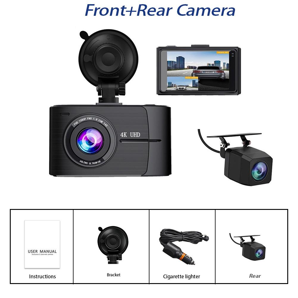

3-дюймовый IPS видеорегистратор GPS WIFI автомобильный видеорегистратор с двумя камерами для автомобиля спереди 4K и сзади 1080P Угол HD ночное видение none